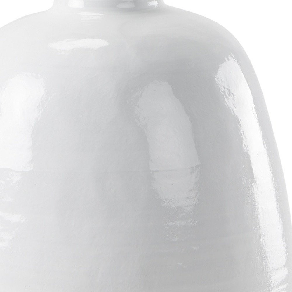 32" White And Beige Color Block Ceramic Round Floor Vase