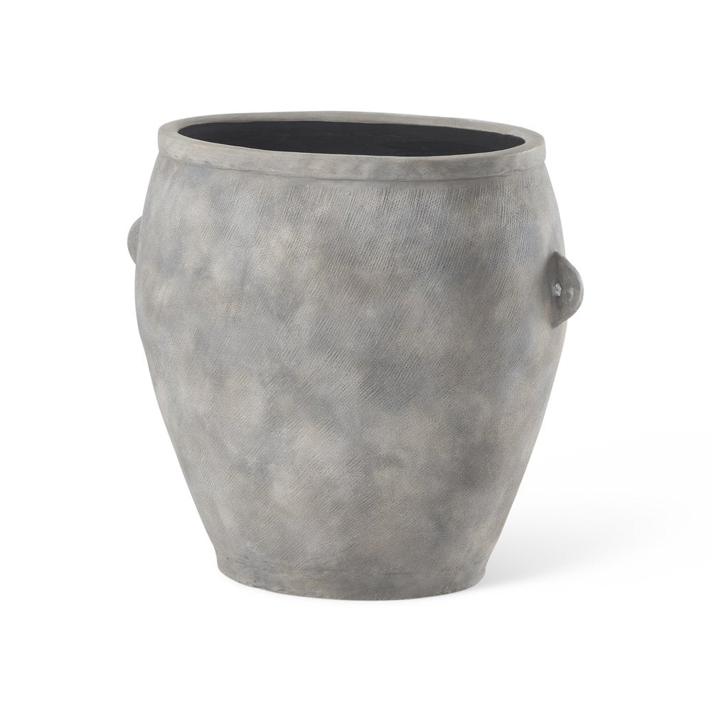 24" Gray Ceramic Amphora Floor Vase