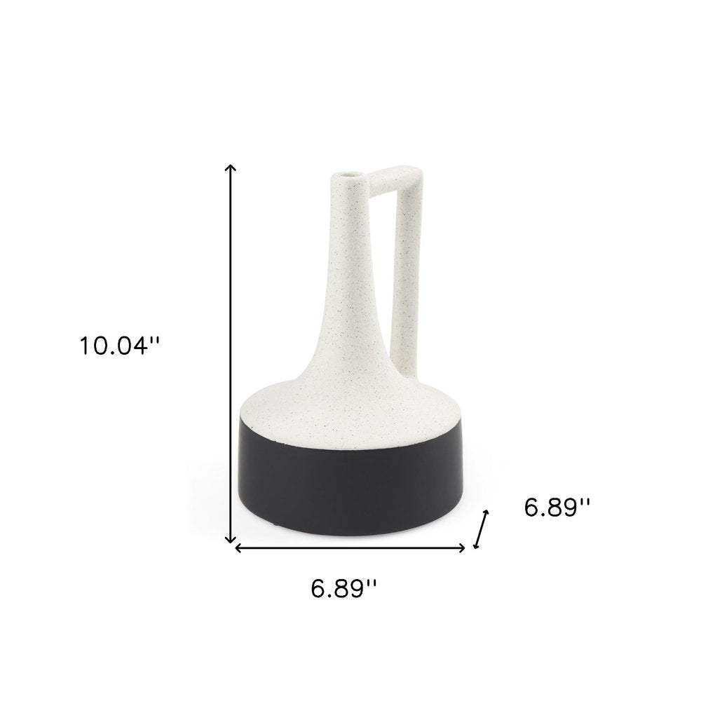 10" Black And White Ceramic Jug Vase