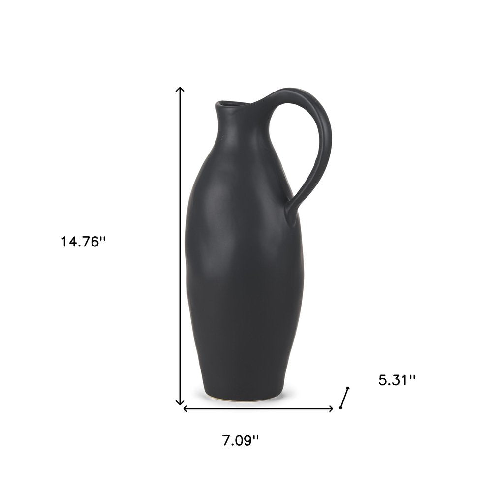 15" Black Ceramic Bud Jug Vase