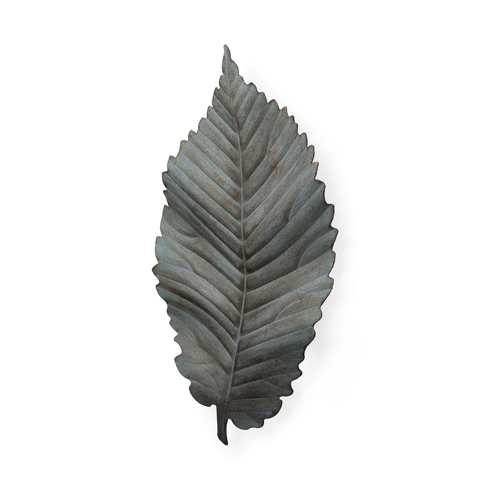 Brattea 16" X 9" Green Leaf Metal Hanging Dimensional Sculpture