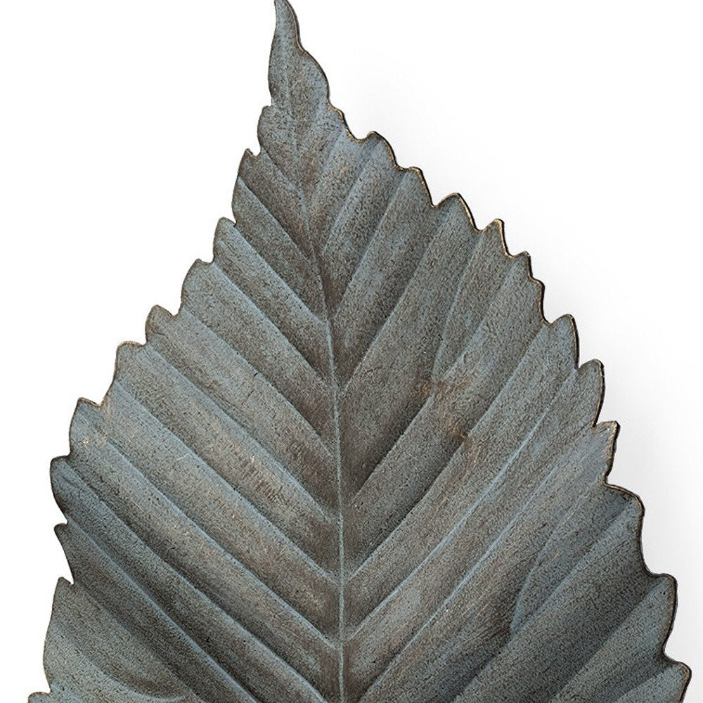 Brattea 16" X 9" Green Leaf Metal Hanging Dimensional Sculpture