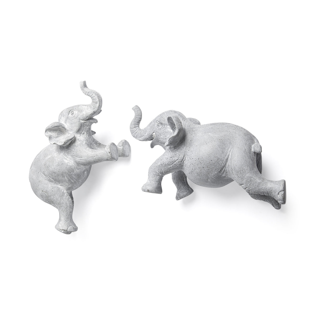 Set of Two Maynard I Gray Elephant Resin Hanging Dimensional Sculpture