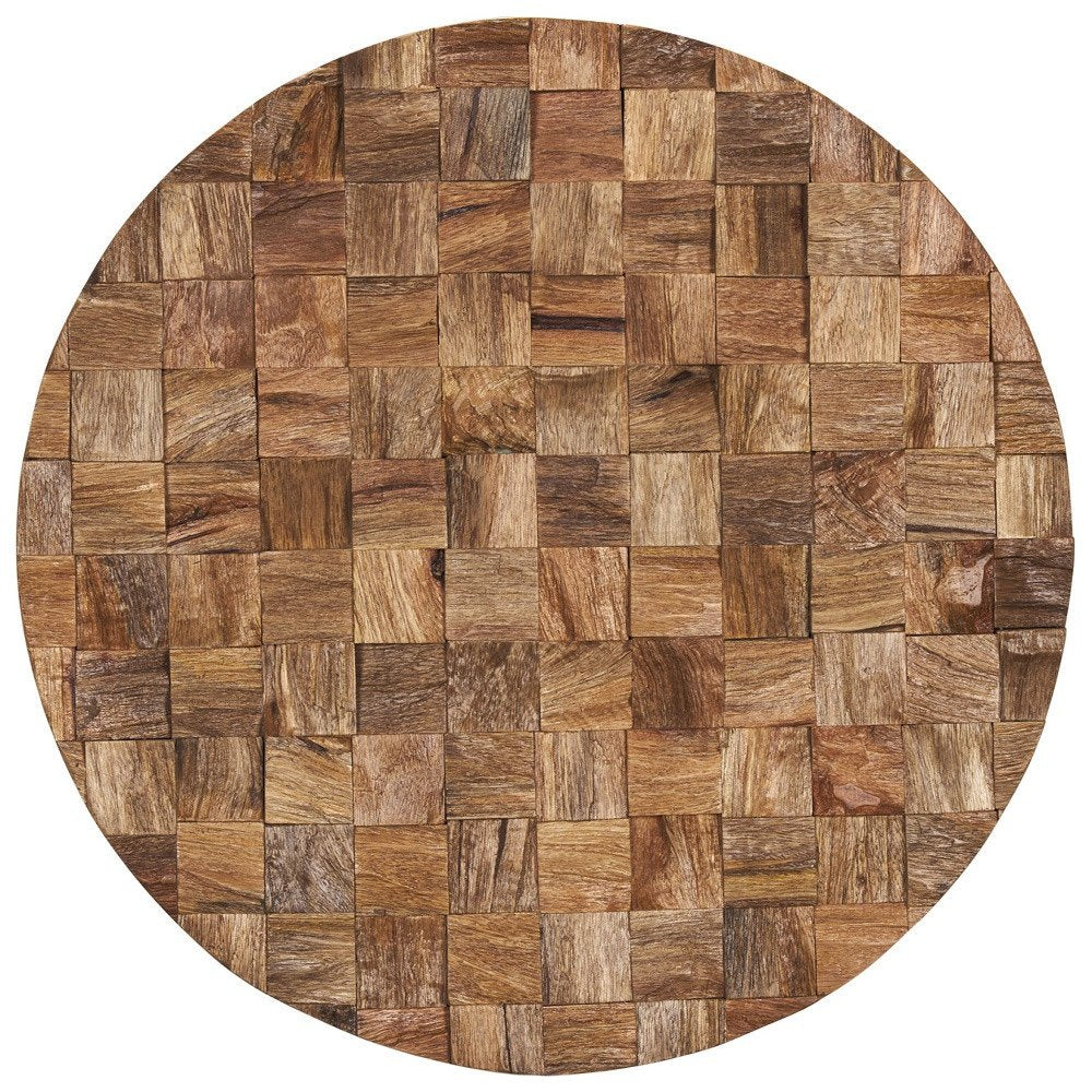 Into the Abyss II 24" X 24" Brown Geometric Wood Circle Hanging Dimensional Sculpture