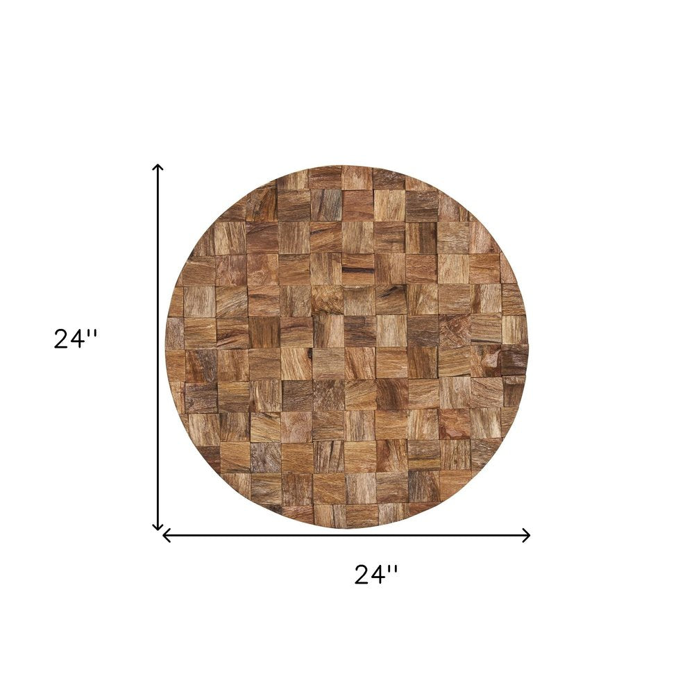 Into the Abyss II 24" X 24" Brown Geometric Wood Circle Hanging Dimensional Sculpture
