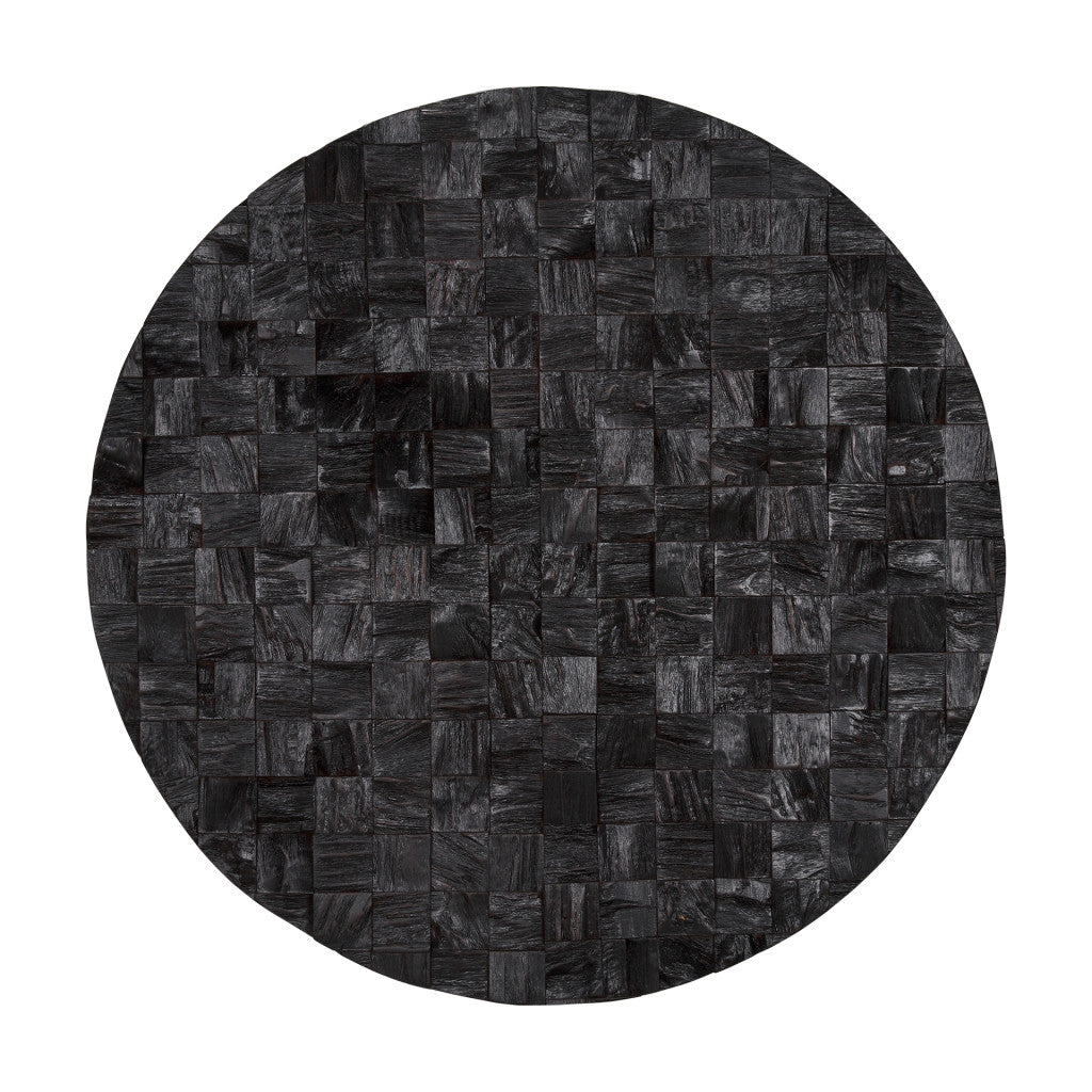 Into the Abyss II 32" X 32" Black Geometric Wood Circle Hanging Dimensional Sculpture