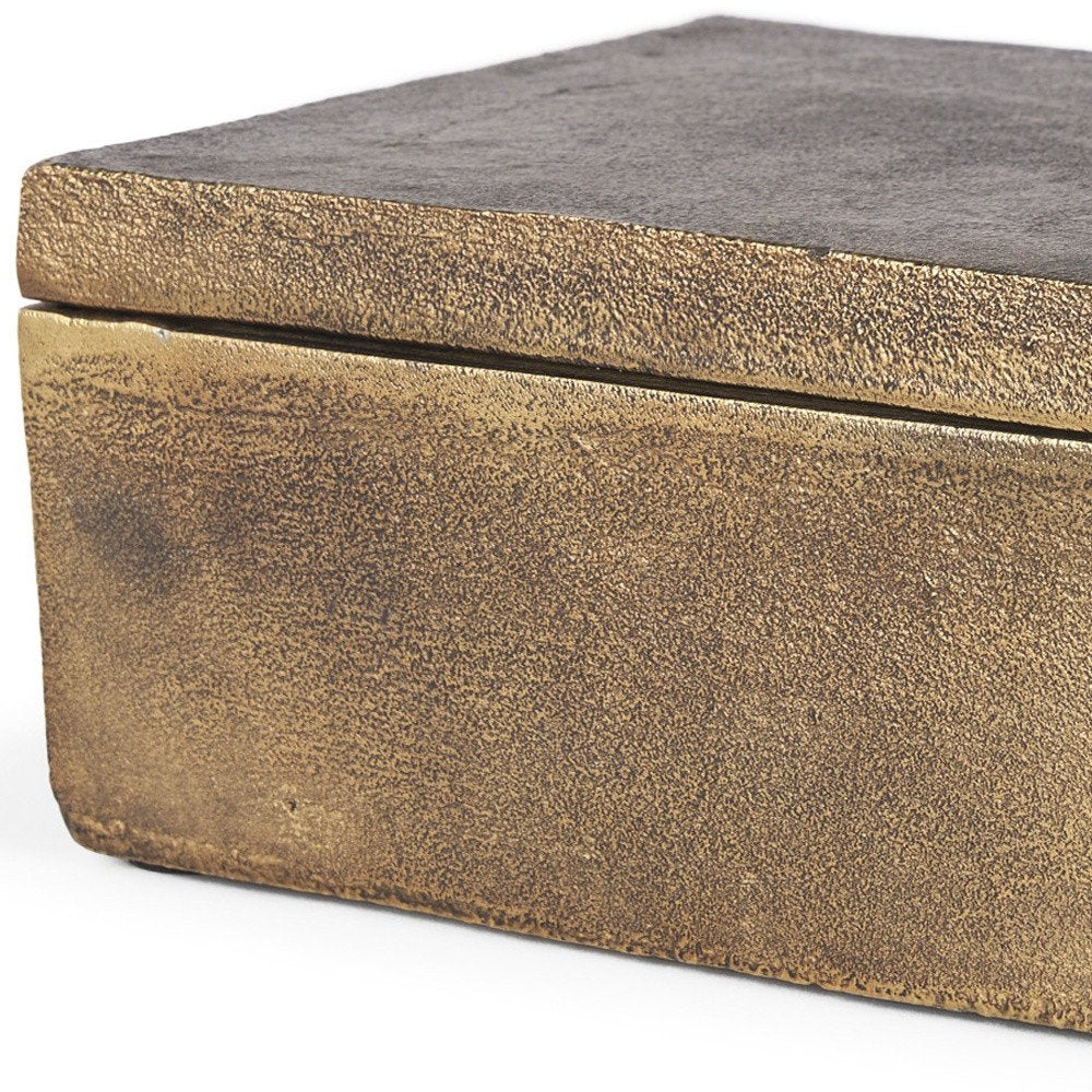 5" Gold Metal Decorative Box Tabletop Sculpture