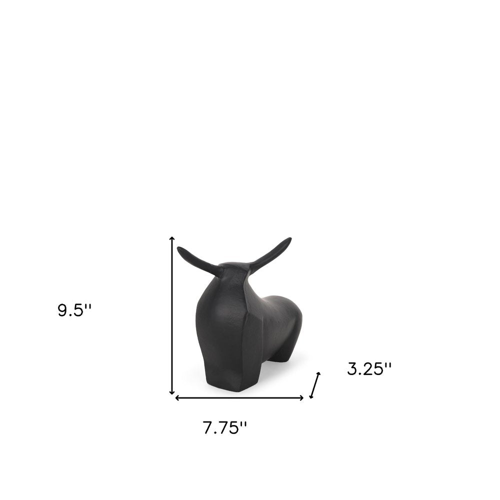 8" Black Aluminum Bull Tabletop Sculpture
