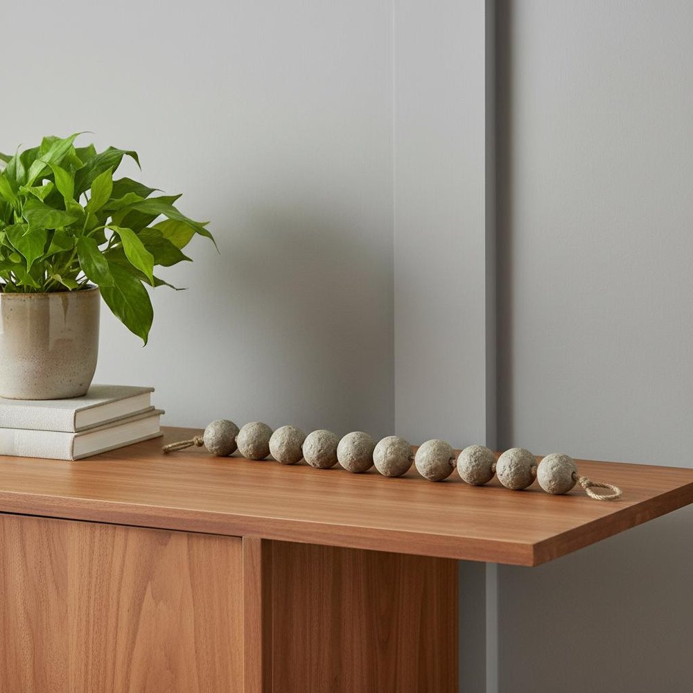 3" Beige Paper Sphere Tabletop Sculpture