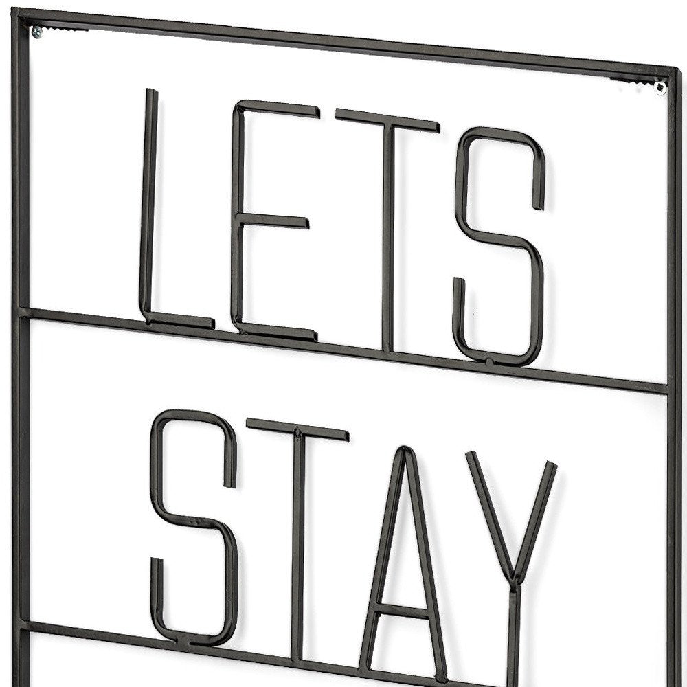 Let's Stay Home 16" X 20" Black Let's Stay Home Metal Wall Decor