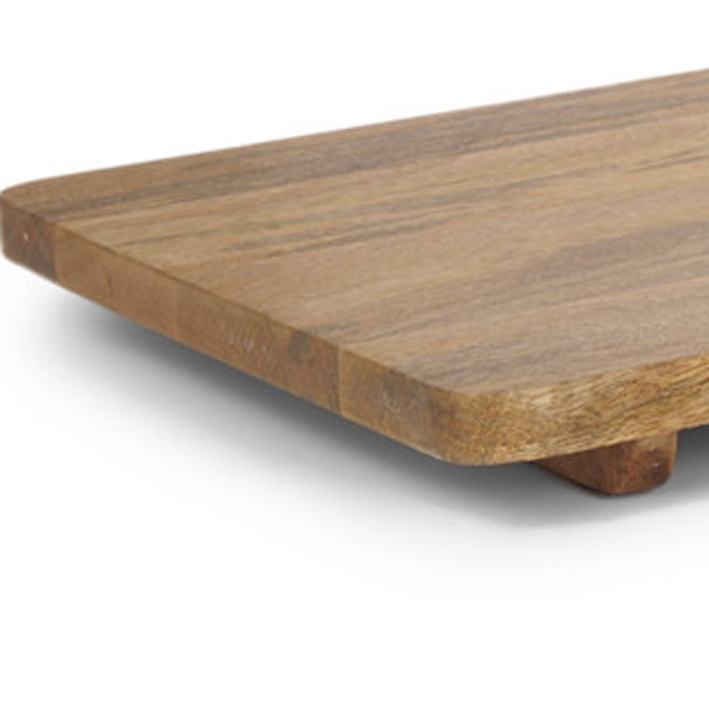 Set of Two Natural Solid Wood Handmade Serve Boards With Handles