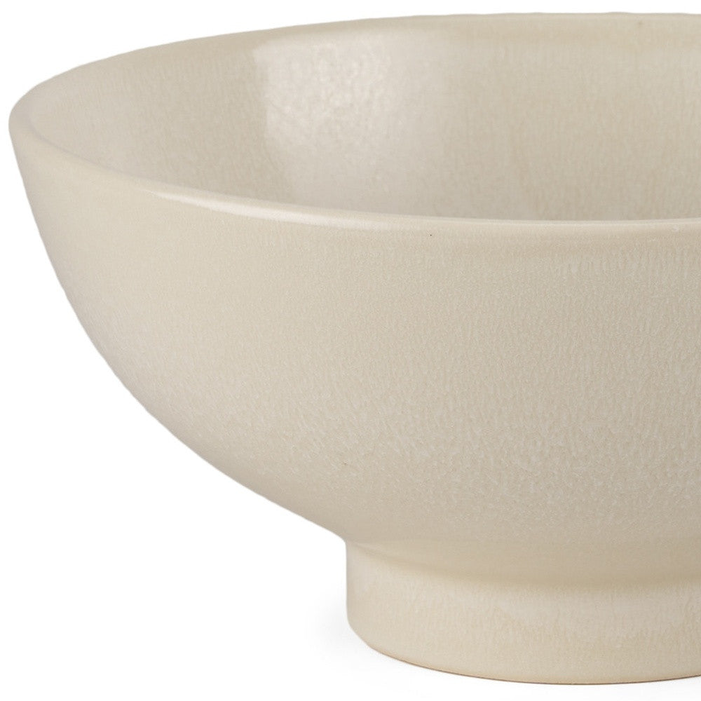 12" Cream Ceramic Round Pedestal Centerpiece Bowl