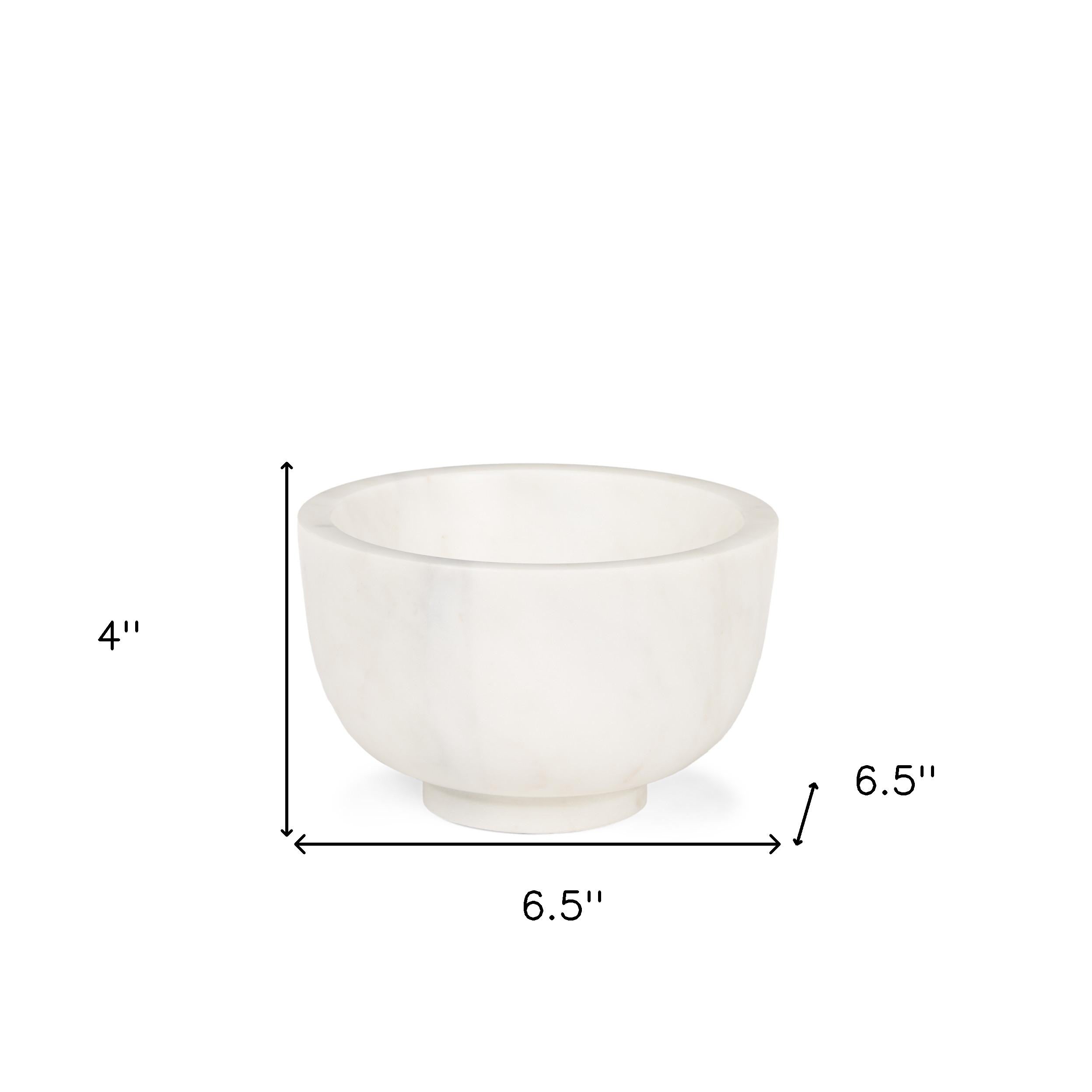 7" White Marble Round Decorative Bowl