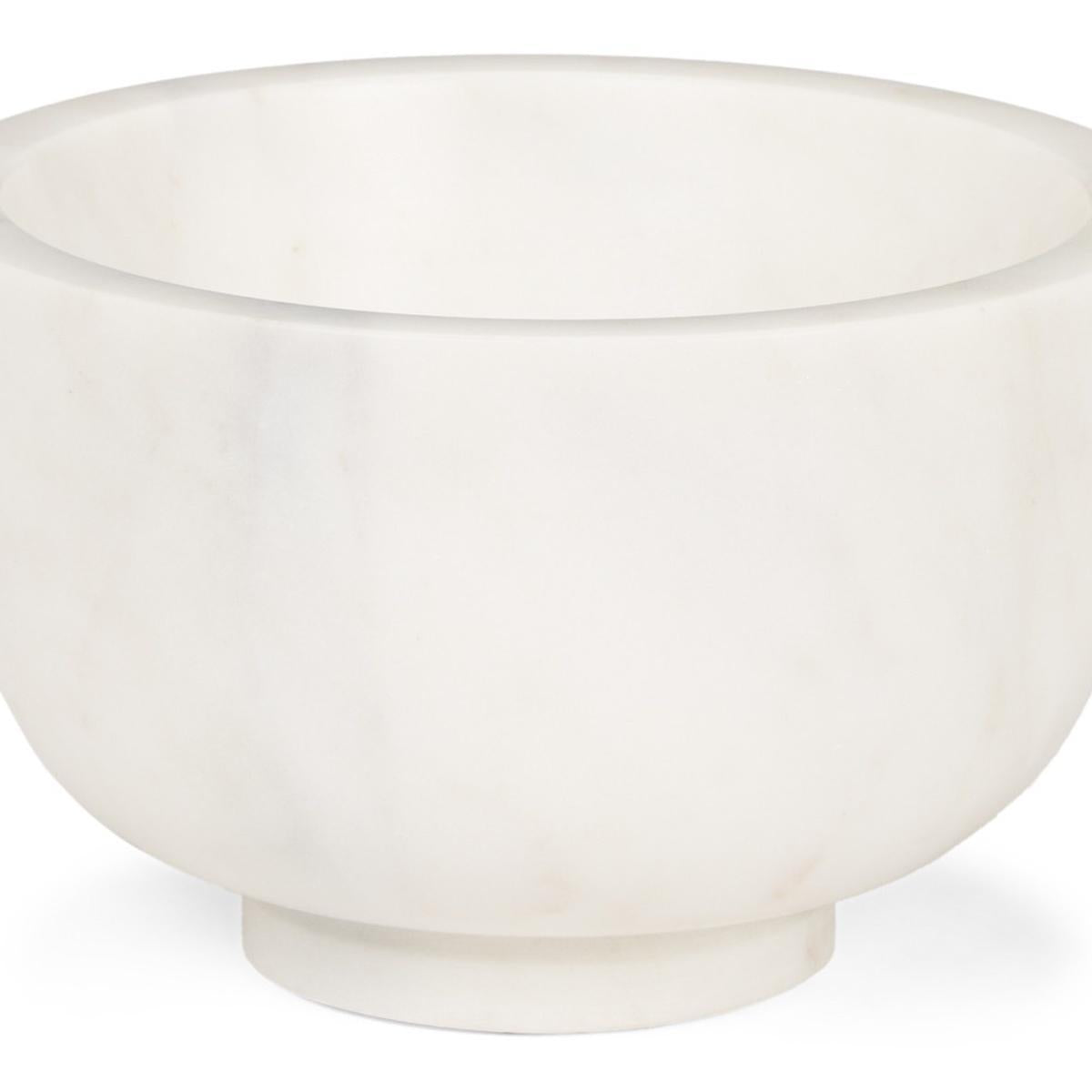 7" White Marble Round Decorative Bowl