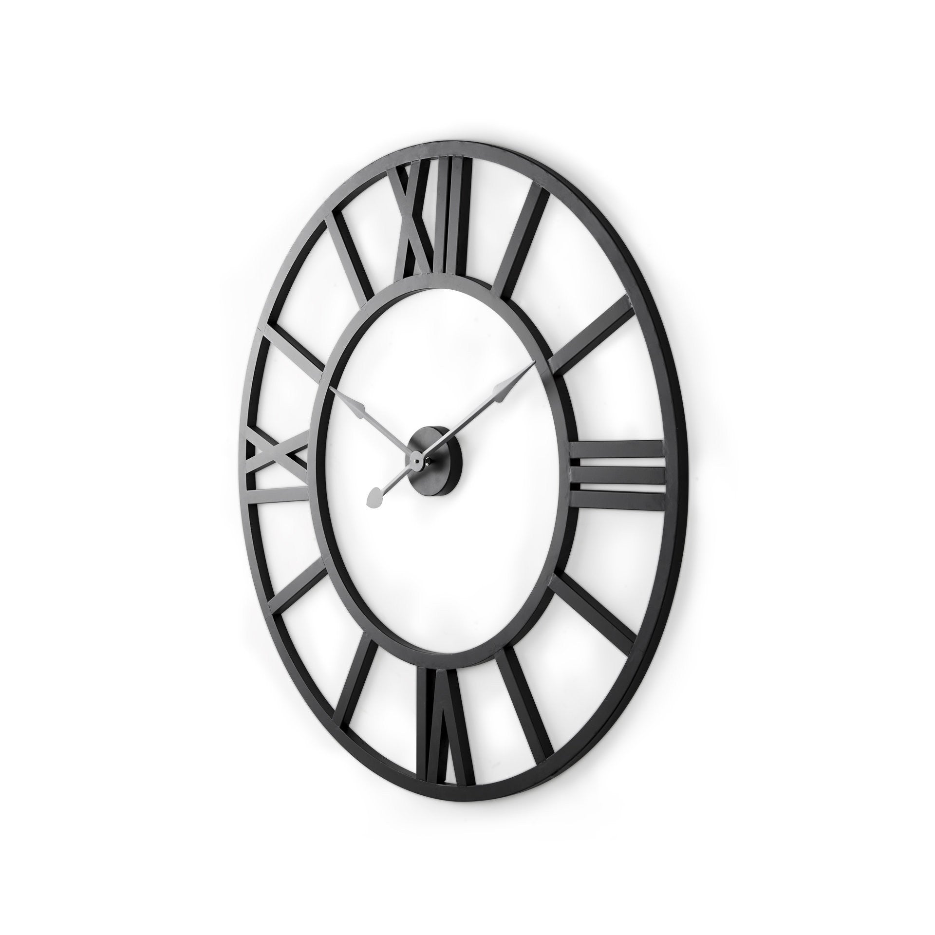 30" Black Iron Analog Round Wall Clock