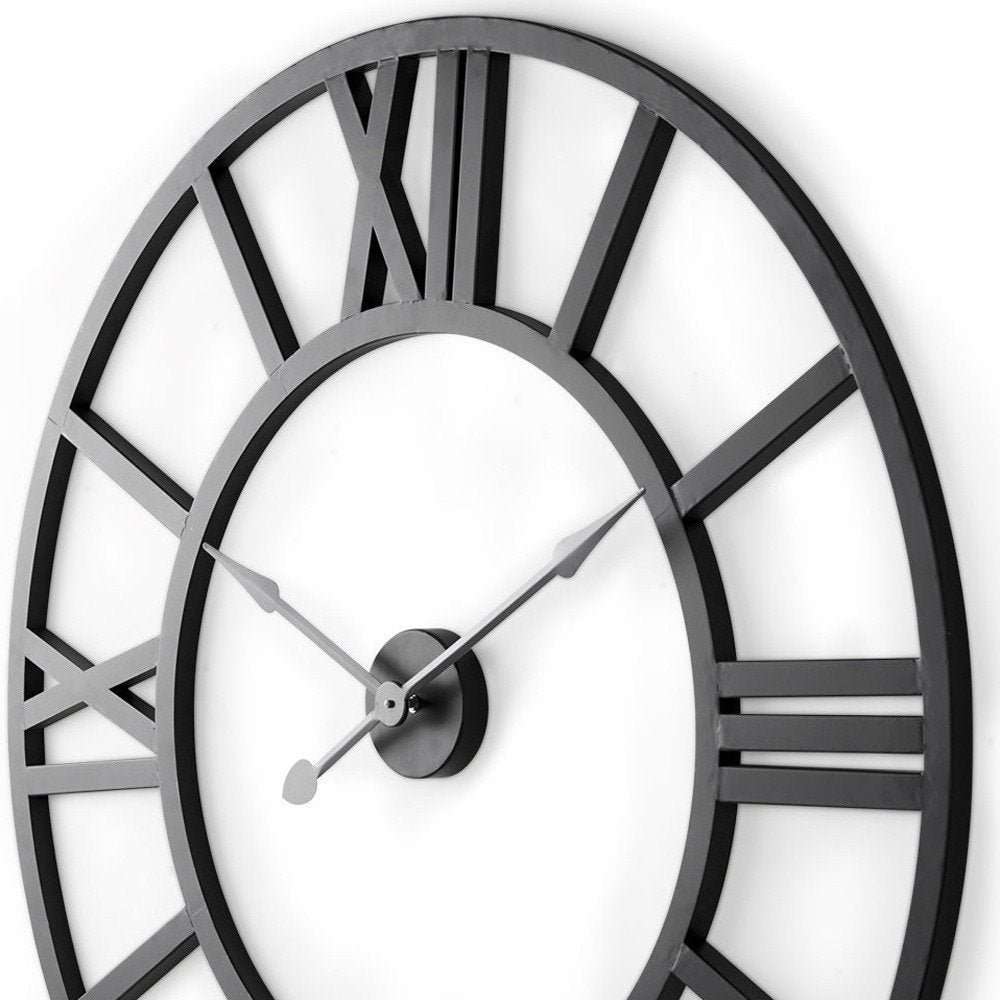 30" Black Iron Analog Round Wall Clock