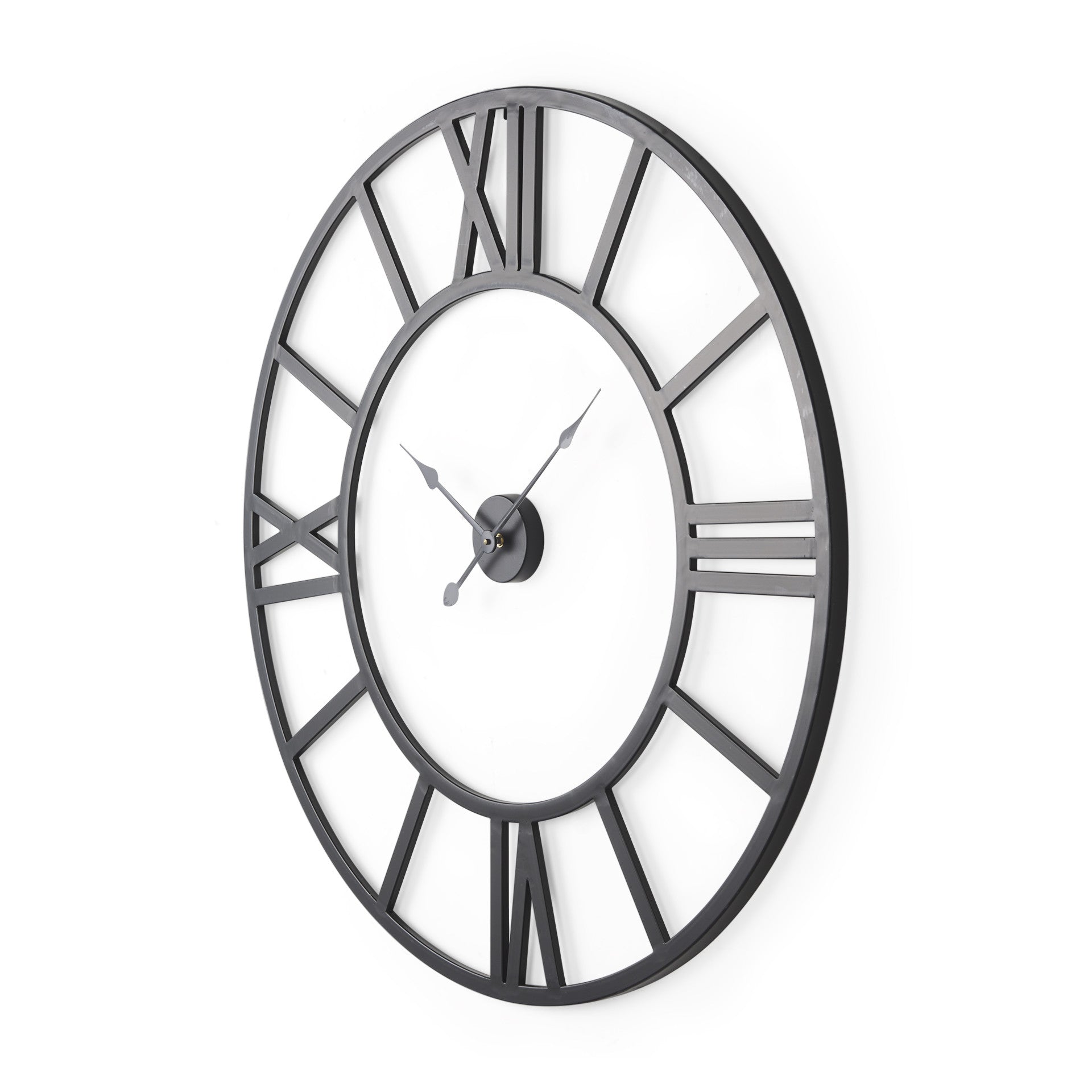 42" Black Iron Analog Round Wall Clock