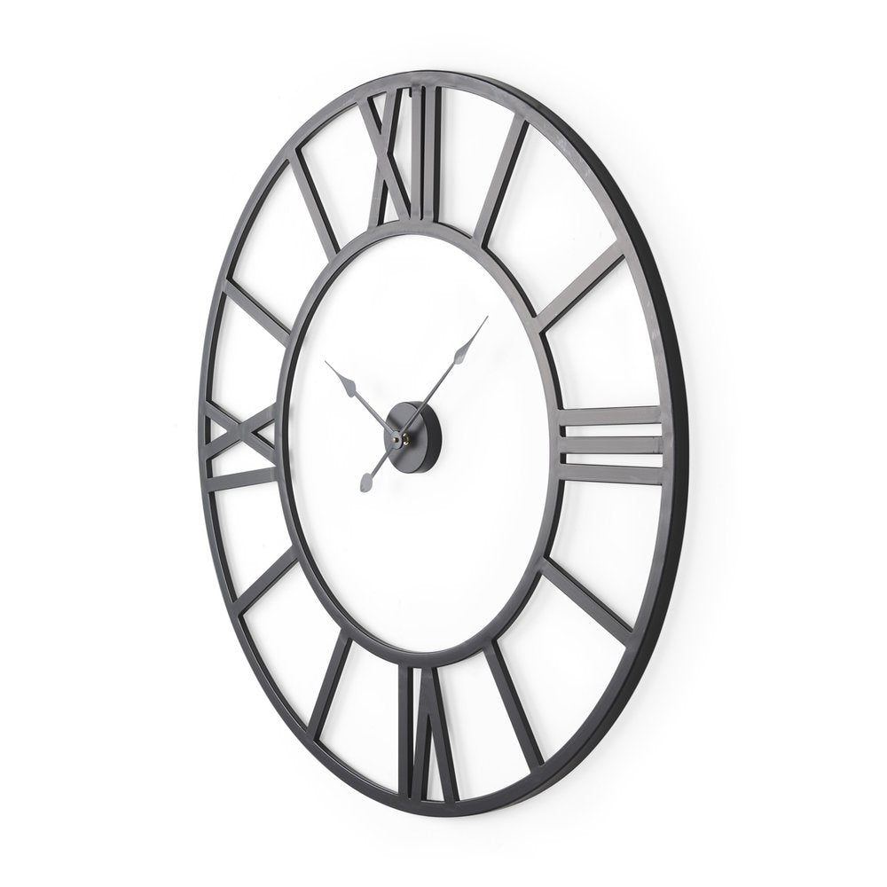 42" Black Iron Analog Round Wall Clock