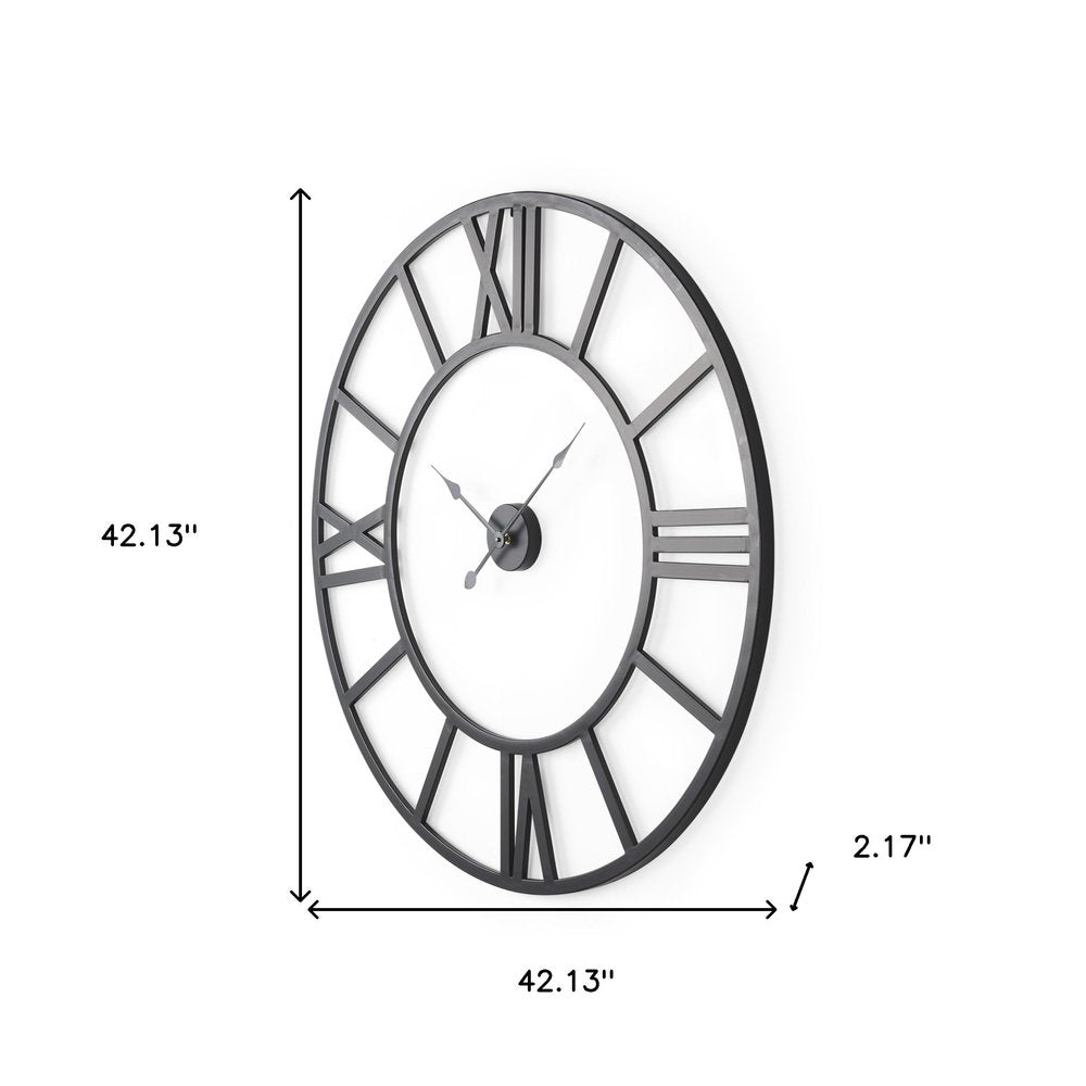 42" Black Iron Analog Round Wall Clock