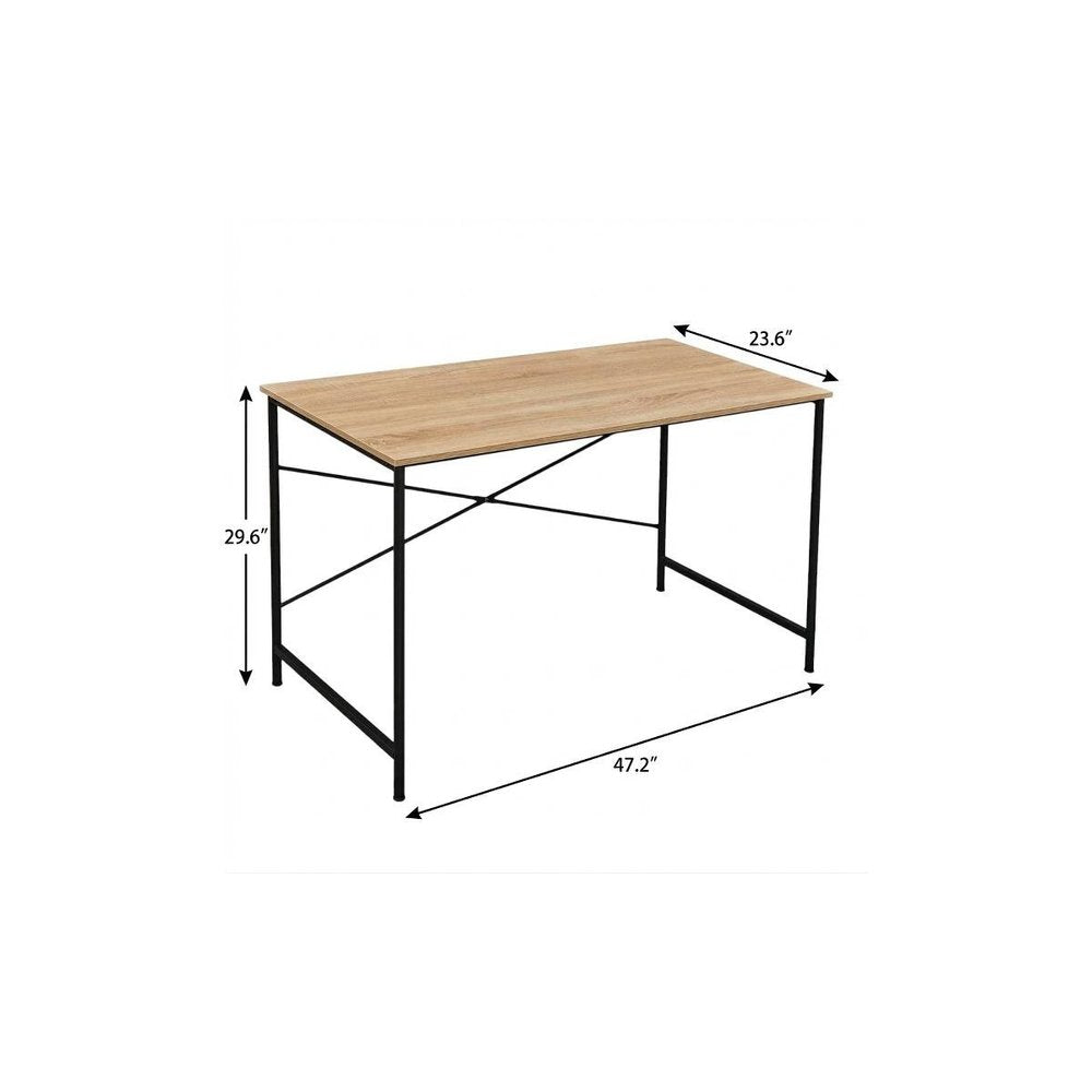 47" Natural and Black Wood and Metal Computer Desk