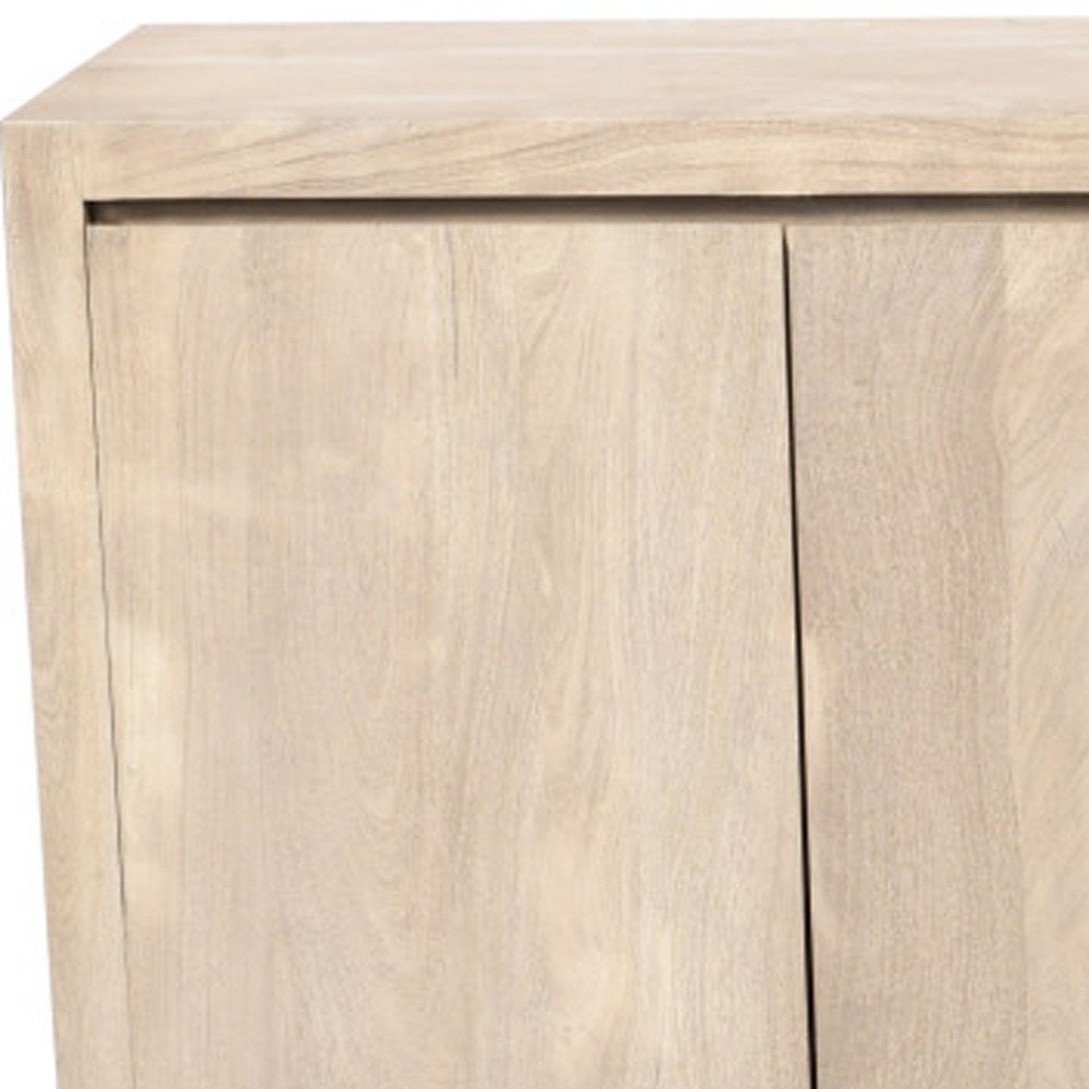 84" Ivory Distressed Reclaimed Wood Sideboard With Four Doors