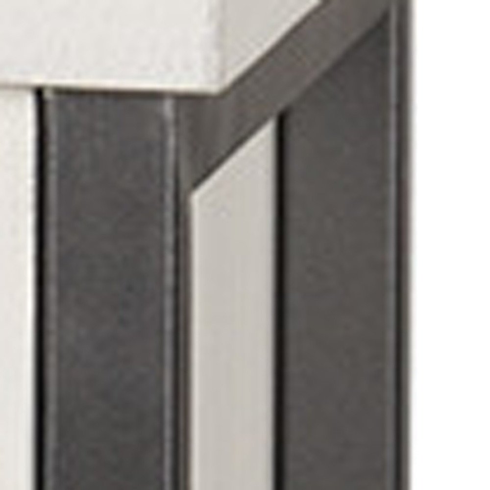 63" Gray And White Wood Carved Geometric Six Drawer Sideboard