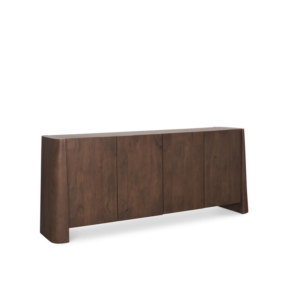 81" Brown Solid Wood Sideboard Soft Close with Four Doors