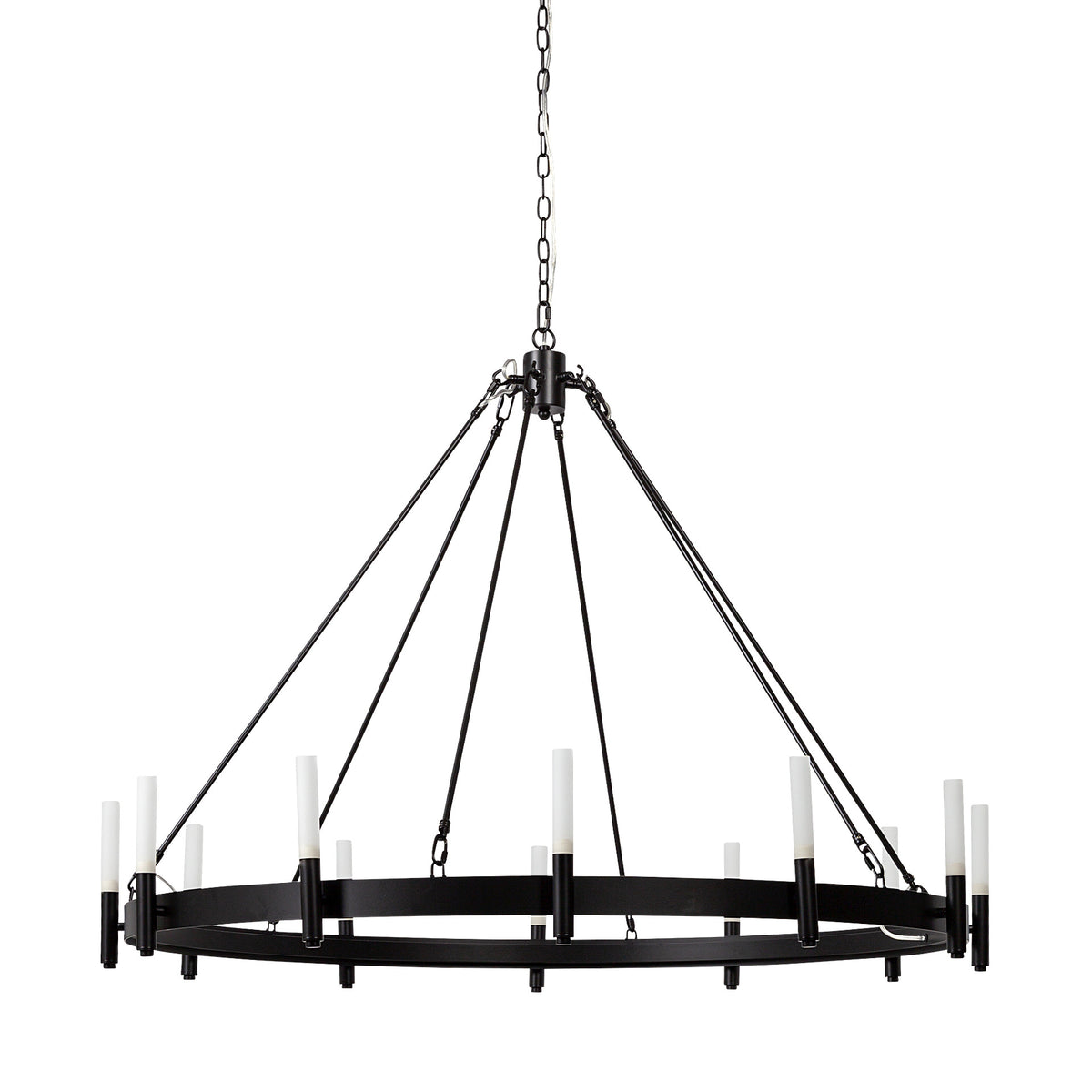Black Candle Style Twelve Light Glass Dimmable Chandelier