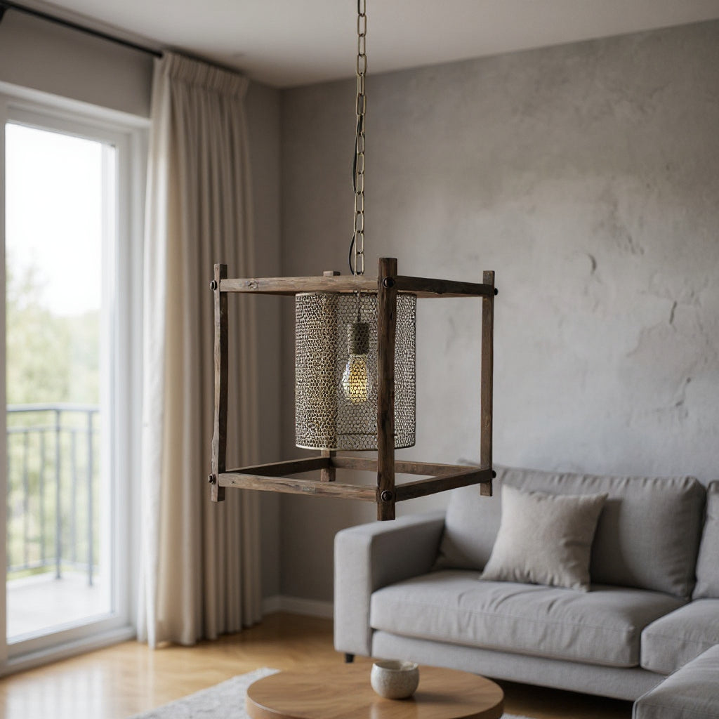 Gold Metal Single Dimmable Ceiling Light With Gold Shades