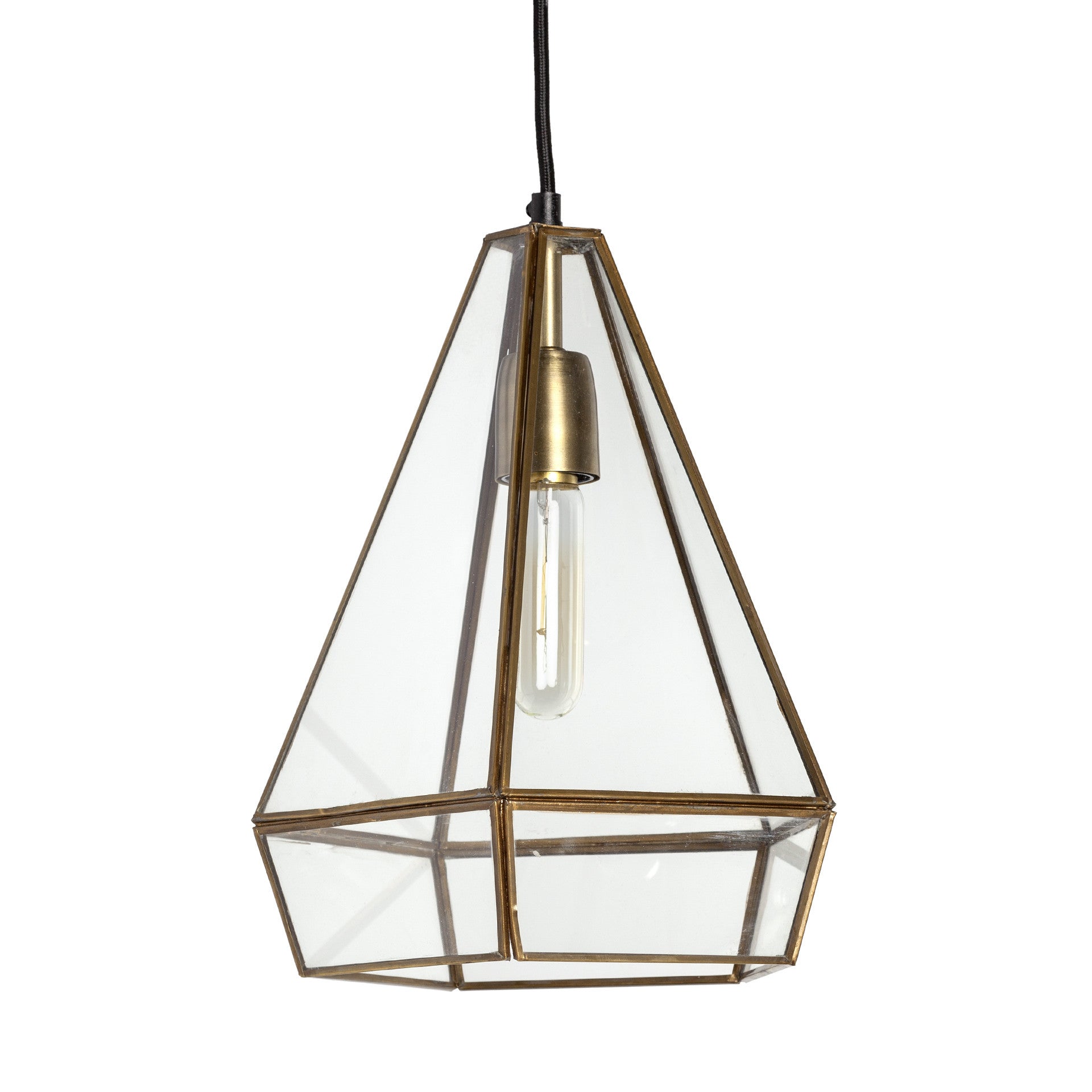 Clear And Gold Single Metal Dimmable Ceiling Light With Clear Shades