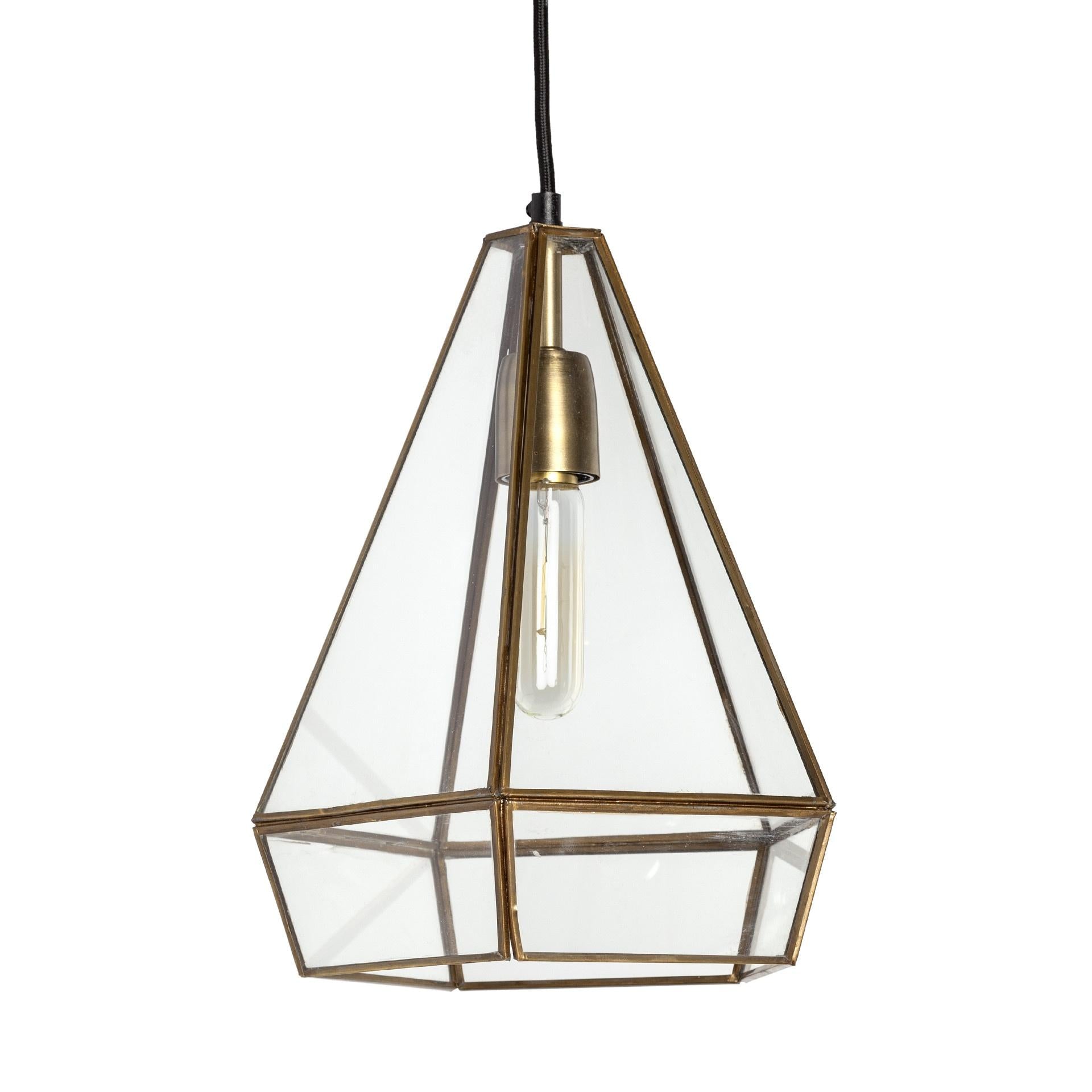 Clear And Gold Single Metal Dimmable Ceiling Light With Clear Shades