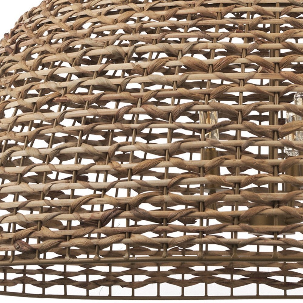 Brown Single Rattan Dimmable Ceiling Light With Brown Shades
