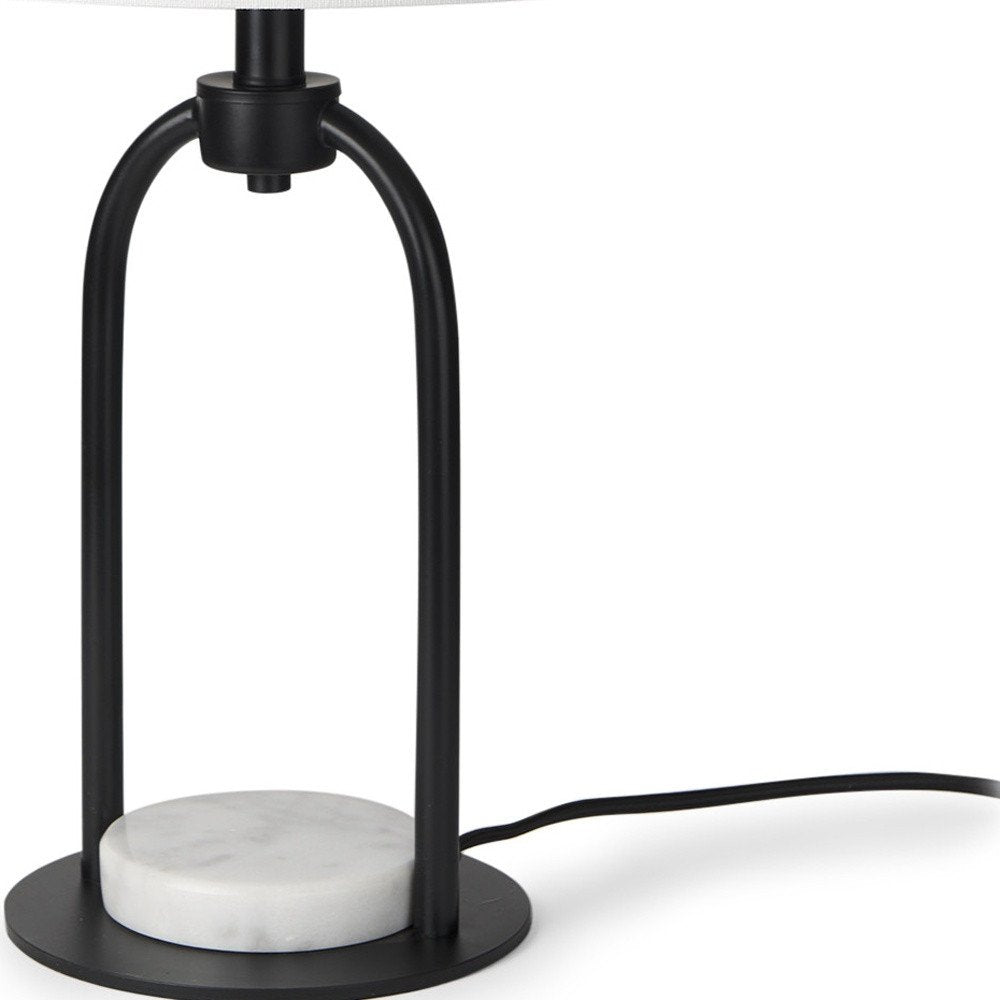 22" Black Round Bedside Lamp With Drum Shade