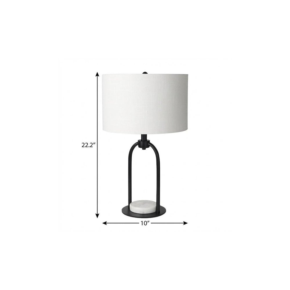 22" Black Round Bedside Lamp With Drum Shade