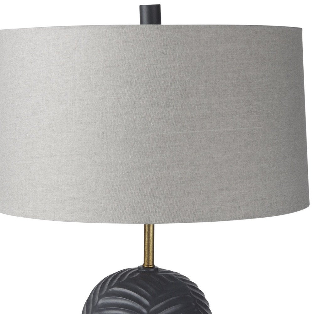 29" Navy Blue Round Bedside Lamp With Drum Shade