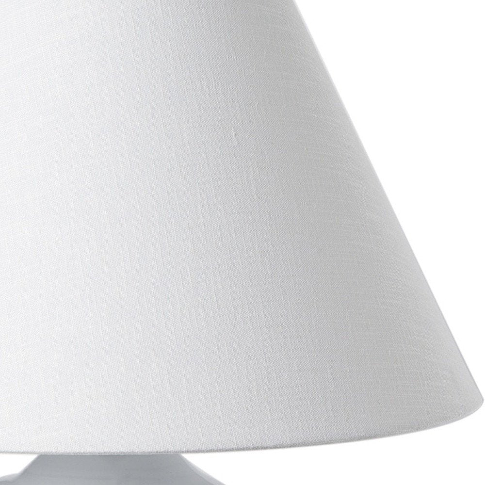11" White Round Bedside Lamp With Empire Shade