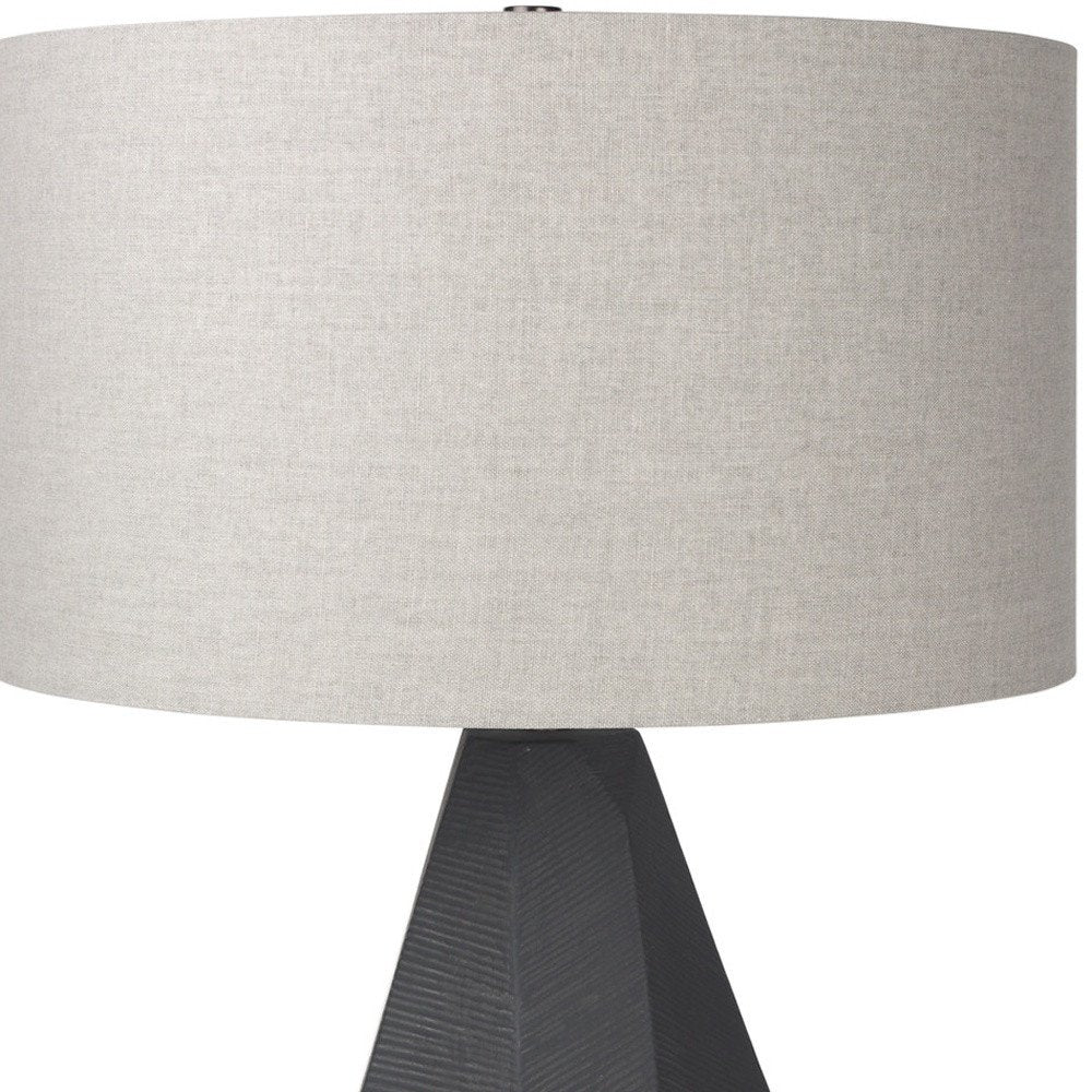 30" Black Round Bedside Lamp With Drum Shade