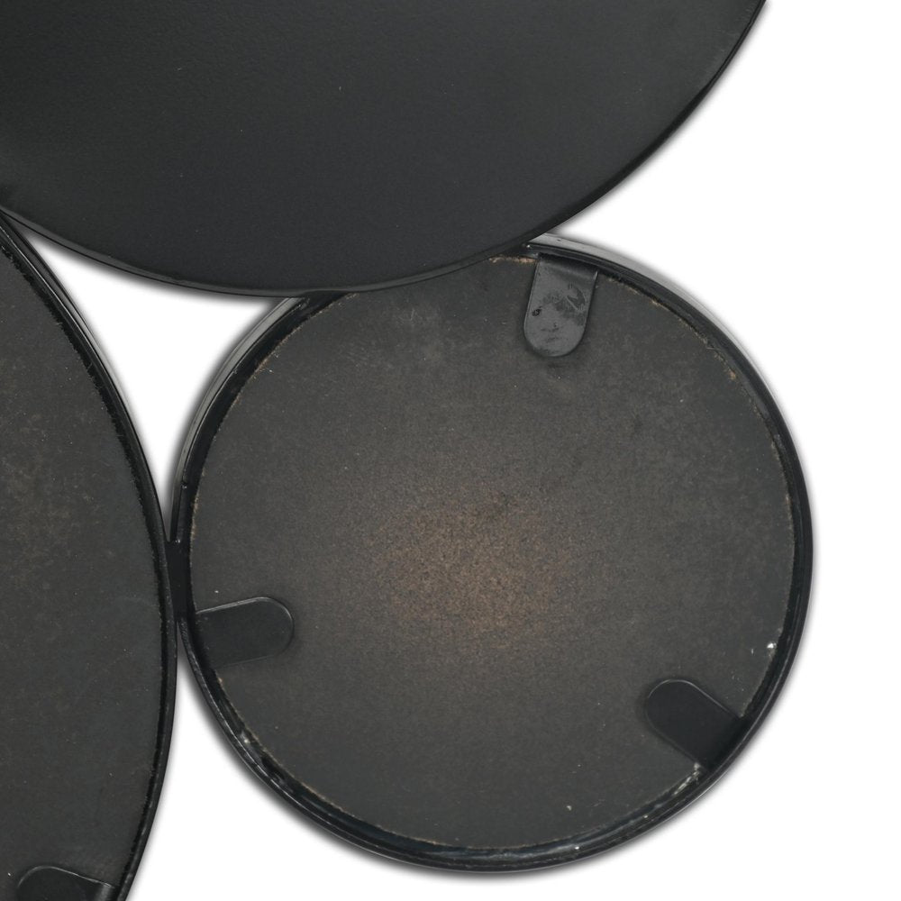 Set Of Eight Black Metal Round Cojoined Accent Mirrors