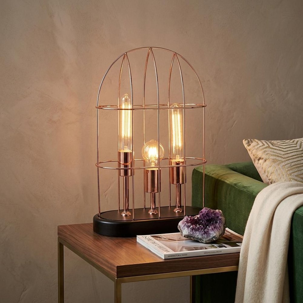 19" Rose Gold And Black Lantern Lantern With Shade