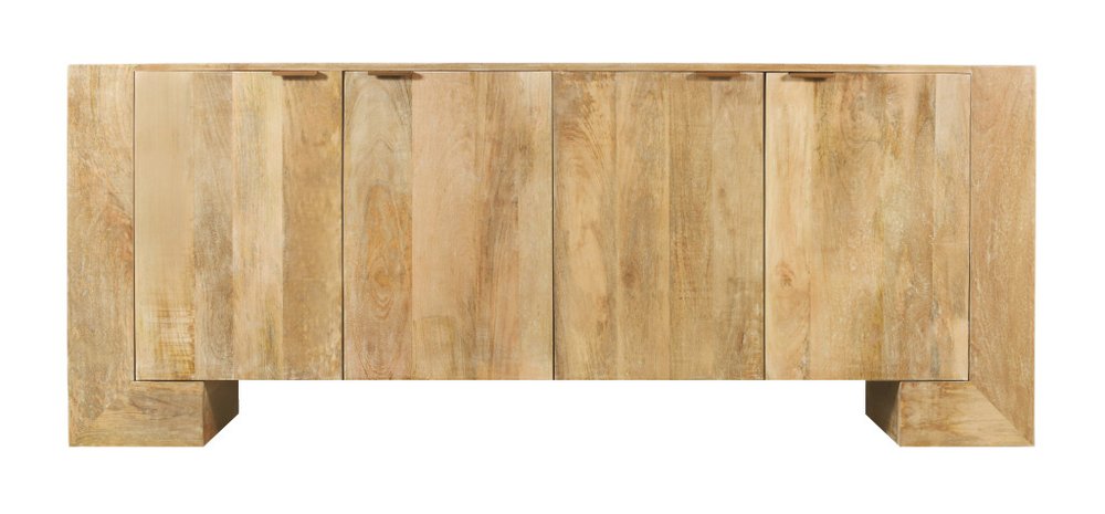 86" Natural Distressed Solid Wood Sideboard with Four Doors