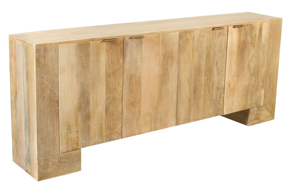 86" Natural Distressed Solid Wood Sideboard with Four Doors