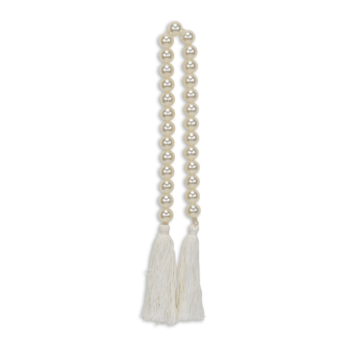 24" White Pearl Beads Decorative Tassel
