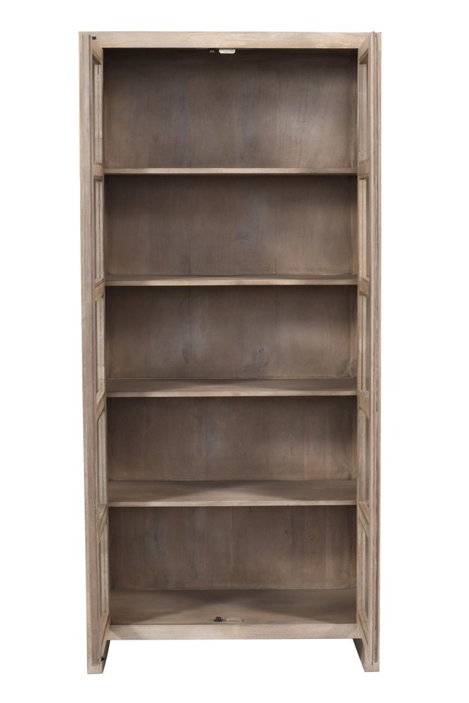 91" Ivory Distressed Solid Wood Frame Accent Cabinet With Two Doors