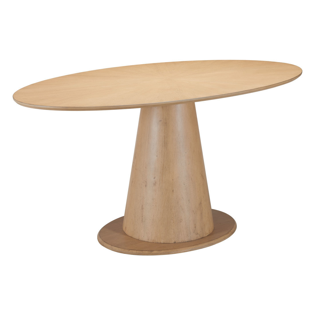 71" Natural Solid Wood Pedestal Base Oval Dining Table