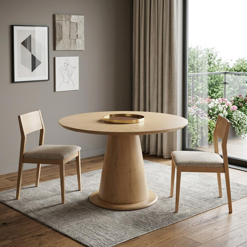 71" Natural Solid Wood Pedestal Base Oval Dining Table