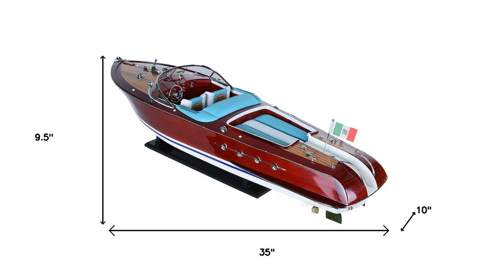 10" Unfinished Wood Hand Painted Model Boat