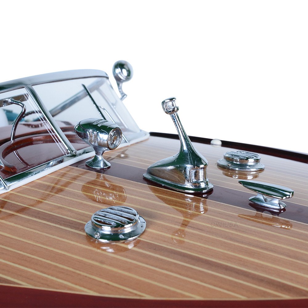 10" Unfinished Wood Hand Painted Model Boat