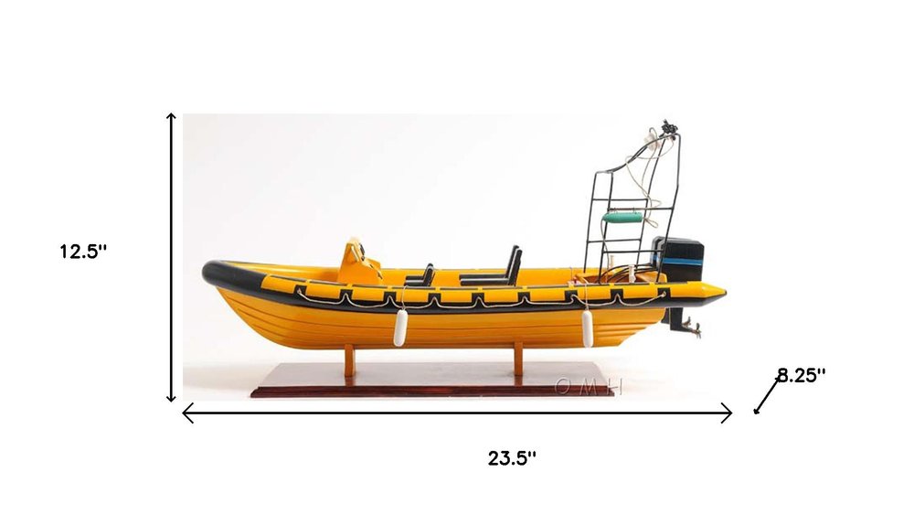 13" Unfinished Wood Hand Painted Model Boat