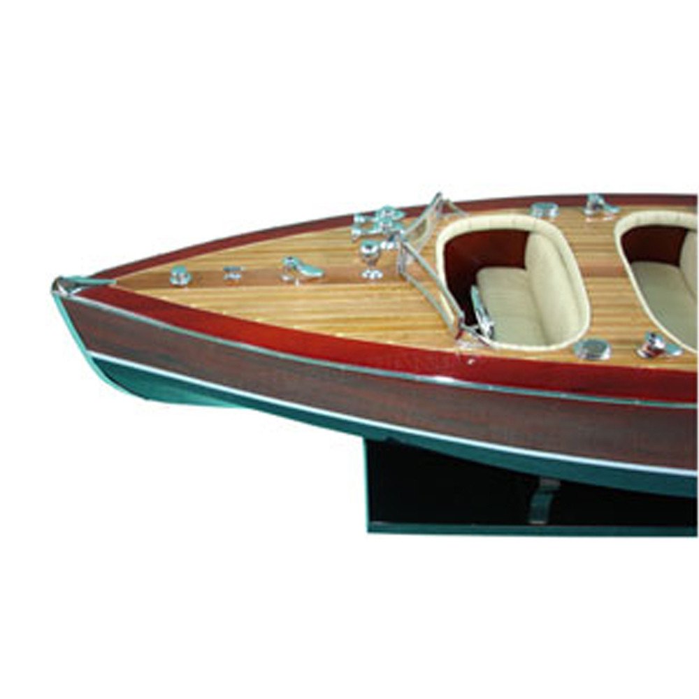 17" Unfinished Wood Hand Painted Model Boat