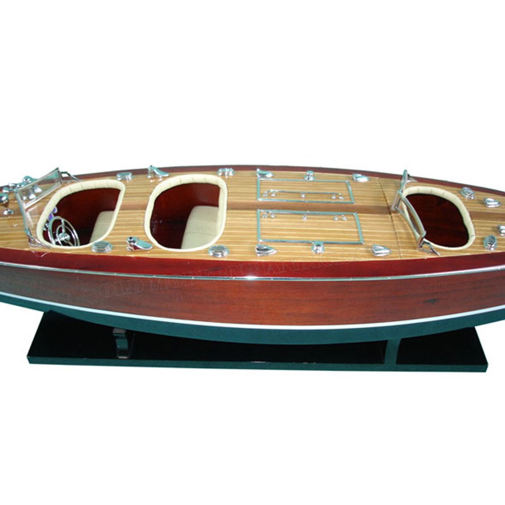 17" Unfinished Wood Hand Painted Model Boat